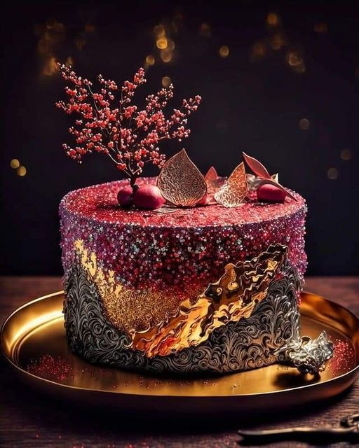  Deep Red Rose Cake